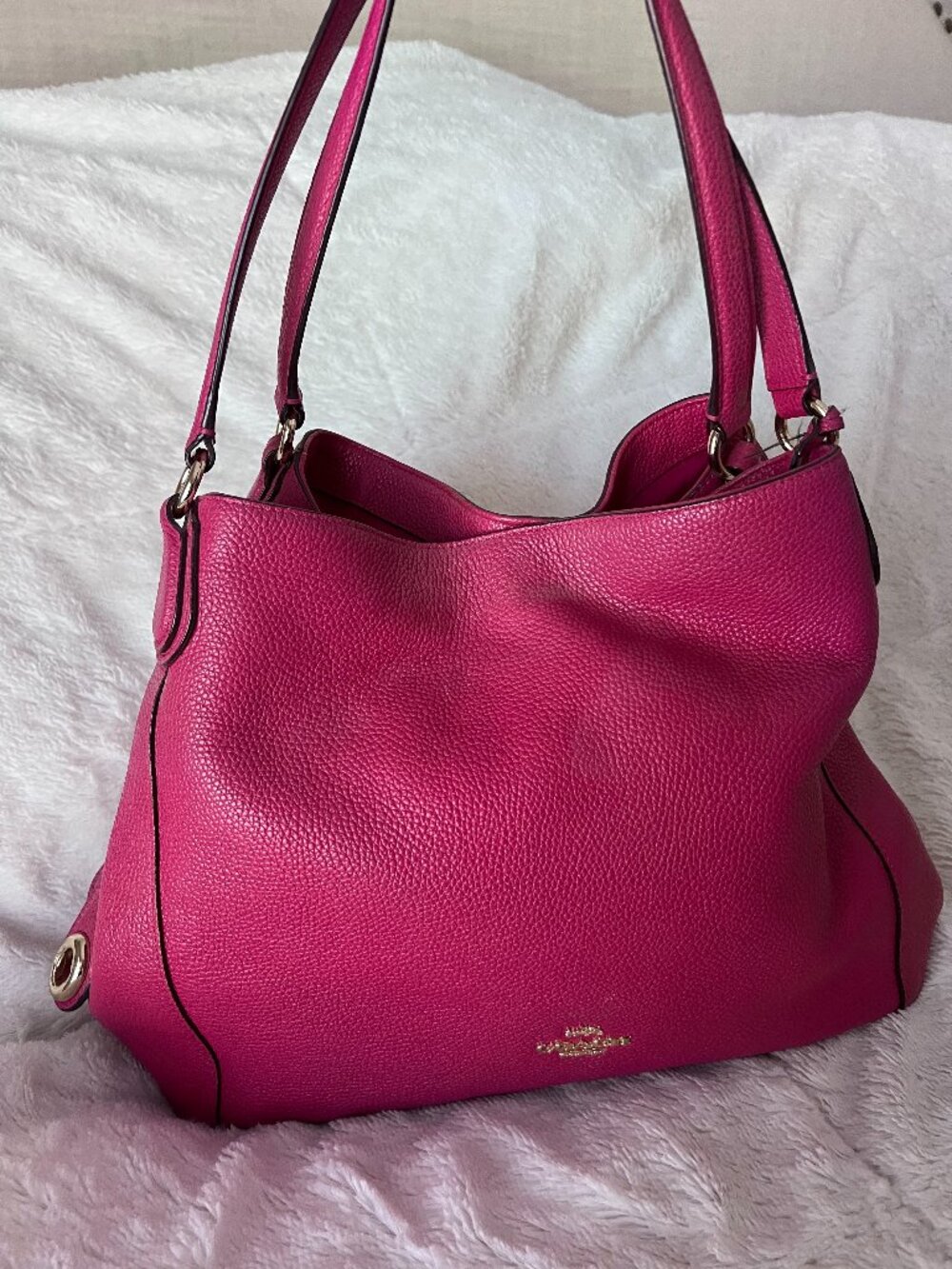 Coach Hot Pink Pebble Leather Shoulder/Hob Bag Tote Purse Bubblegum Pink Handbag